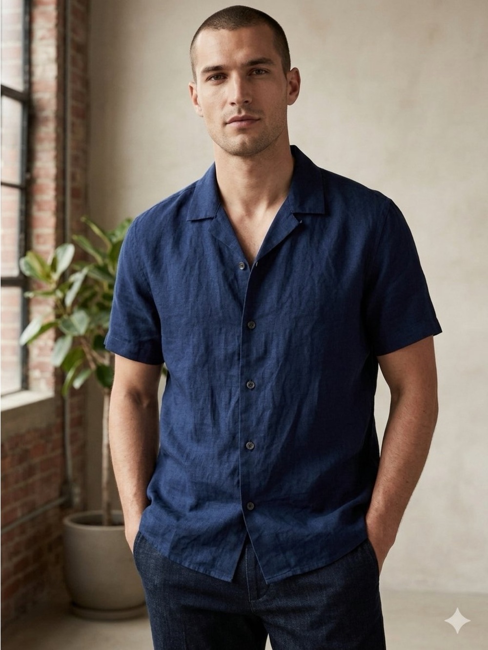 Banana Republic Linen Blend Camp Shirt